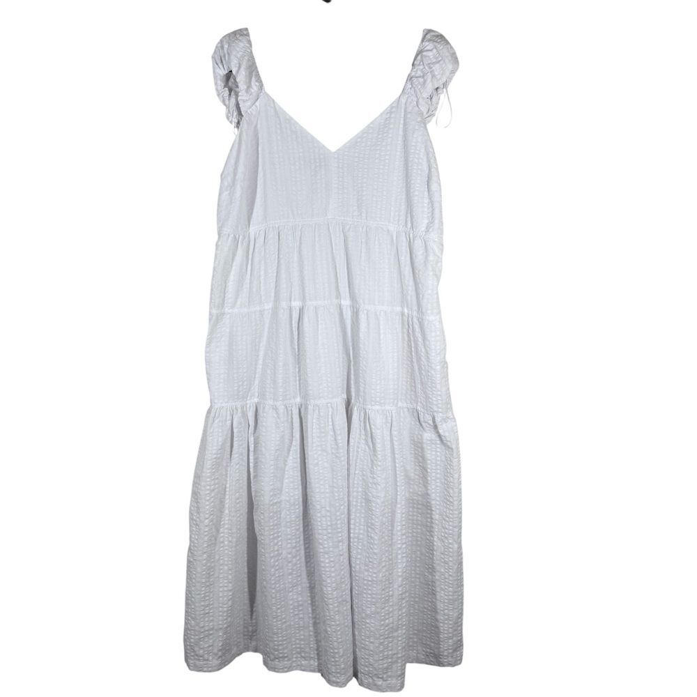 NWT Old Navy White Tiered Maxi Dress Fit & Flare Seersucker All Day Women’s XL